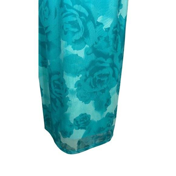 2/$30 NWT Something New Medium Turquoise/Teal Floral Ruffle Maxi Skirt Side Slit - Picture 10 of 16